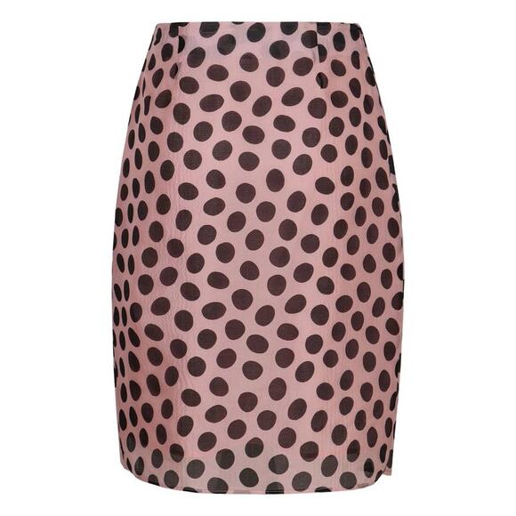 Nina Ricci Polka Dot Skirt With Asymmetric Bow in Black on Blush FR 38 US 6 - Picture 6 of 6